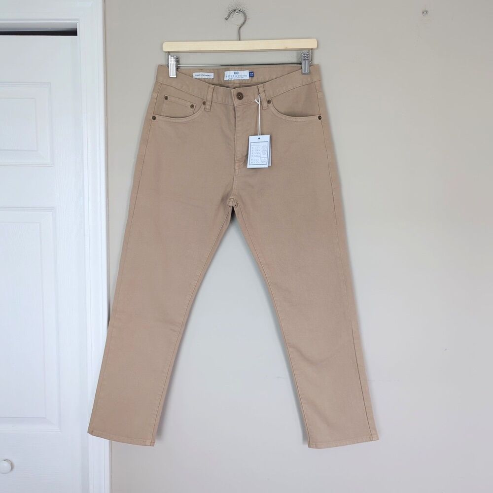 Peter Manning NWT Men's Slim Fit Travel Stretch Twill Jeans Tan Size 31 x 26